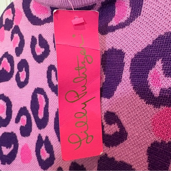 Lilly Pulitzer Jasmina Leopard Print Purple and Pink V-Neck Sweater - Picture 4 of 9